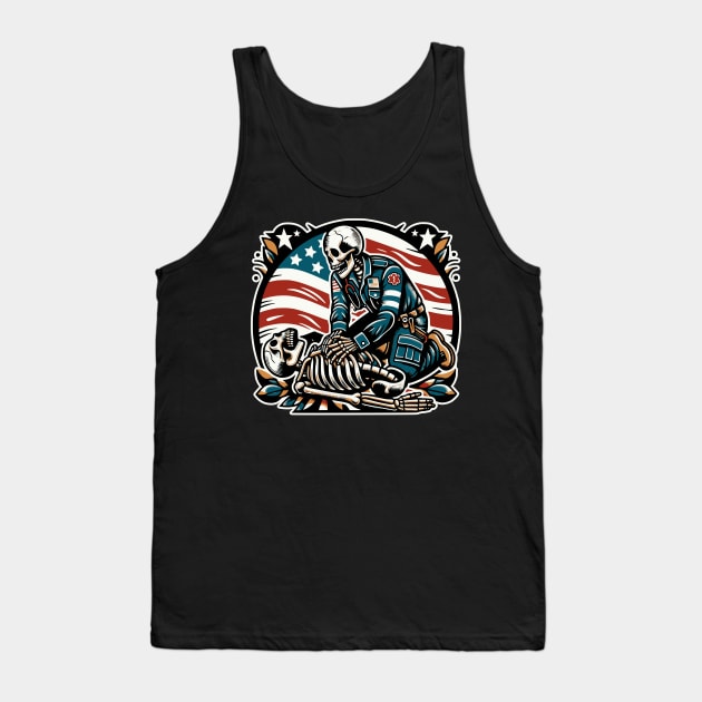 Skeleton Paramedic CPR - No Texture Tank Top by firstthreads